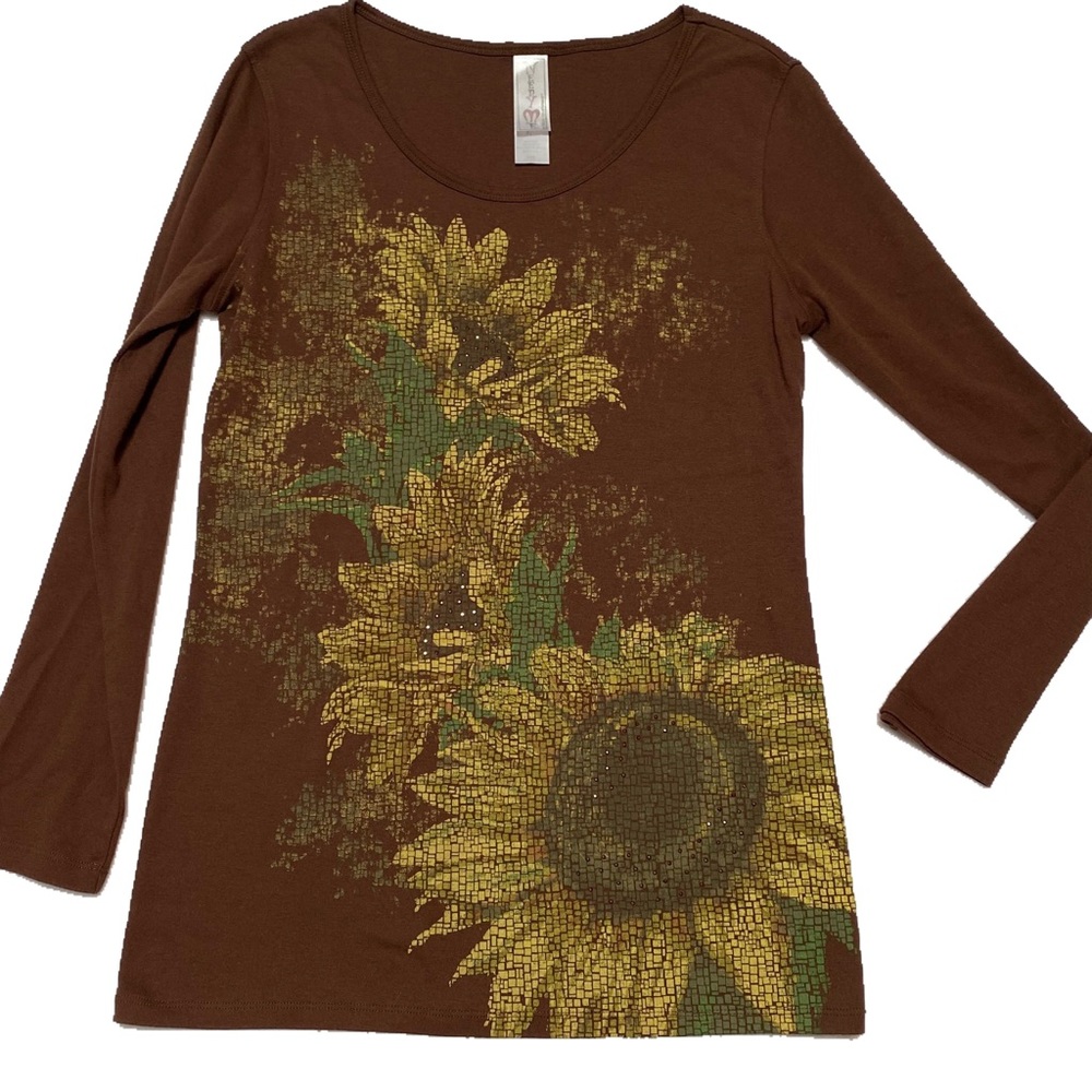 Jeweled Sunflower Long Sleeve Top